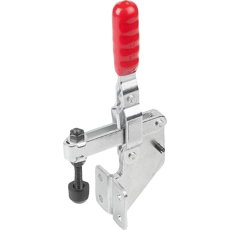 Kipp Toggle Clamp Vertical Std, Angled Foot F2=2000, Adj Clamping Spind M06X50, Steel Zinc Plated,  K1259.02000
